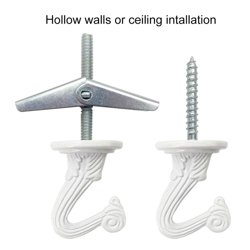 Odowalker 6 Sets Ceiling Hooks White Heavy Duty Swag Hooks with Steel Screws Bolts and Toggle Wings for Hanging Plants Ceiling Installation Cavity Wall Fixing - Image 4